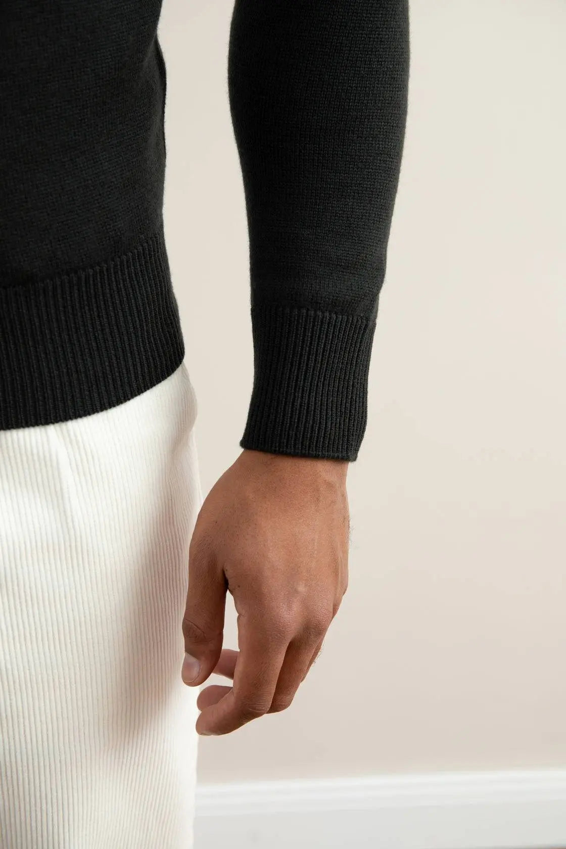 Dark Grey Merino Wool Half-Zip Sweater - Tour&Tate