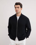 Black Ribbed Zip-Up Cardigan - Tour&Tate