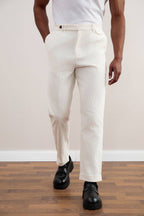 Light Beige Straight-Fit Corduroy Pants - Tour&Tate