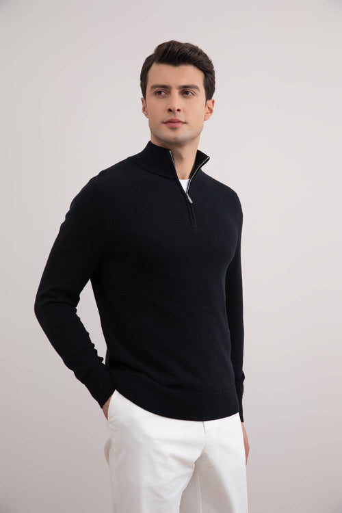 Black Half-Zip Sweater - Tour&Tate