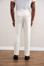 Light Beige Straight-Fit Corduroy Pants - Tour&Tate