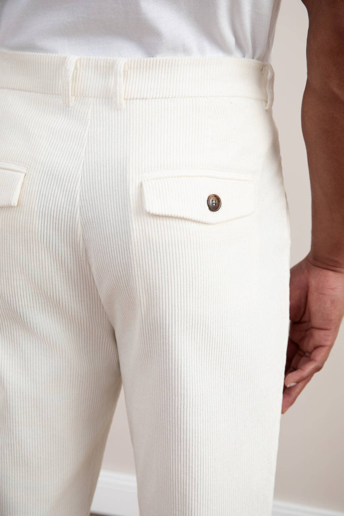 Light Beige Straight-Fit Corduroy Pants - Tour&Tate