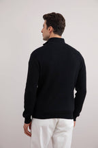 Black Half-Zip Mock Neck Sweater - Tour&Tate