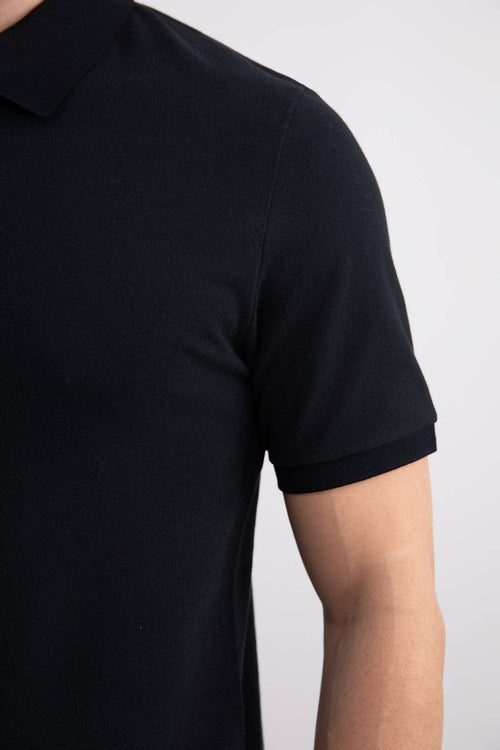 Black Cotton-Piqué Polo Shirt - Tour&Tate