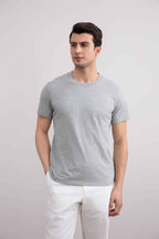 Grey Mélange Slim fit Crew-neck T-shirt - Tour&Tate