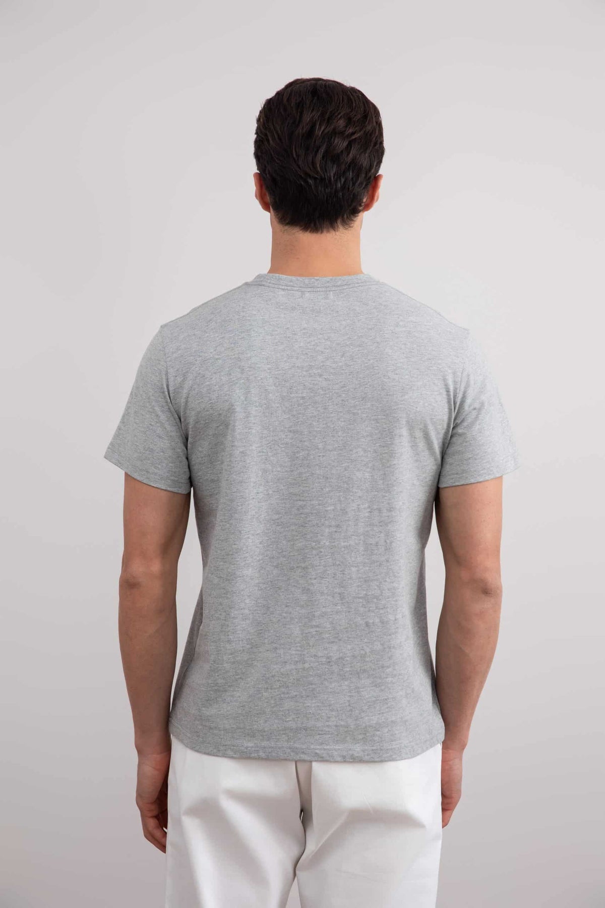 Grey Mélange Slim fit Crew-neck T-shirt - Tour&Tate