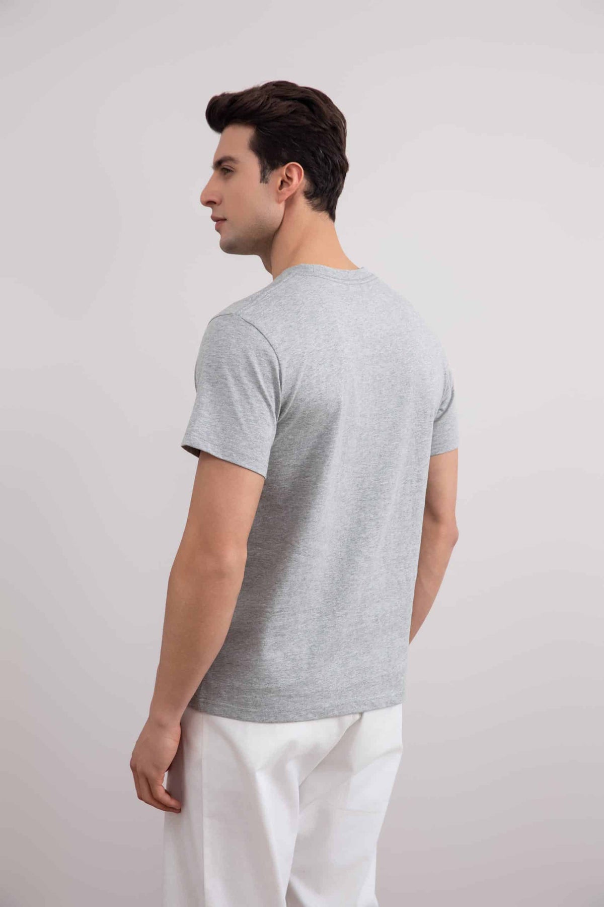Grey Mélange Slim fit Crew-neck T-shirt - Tour&Tate