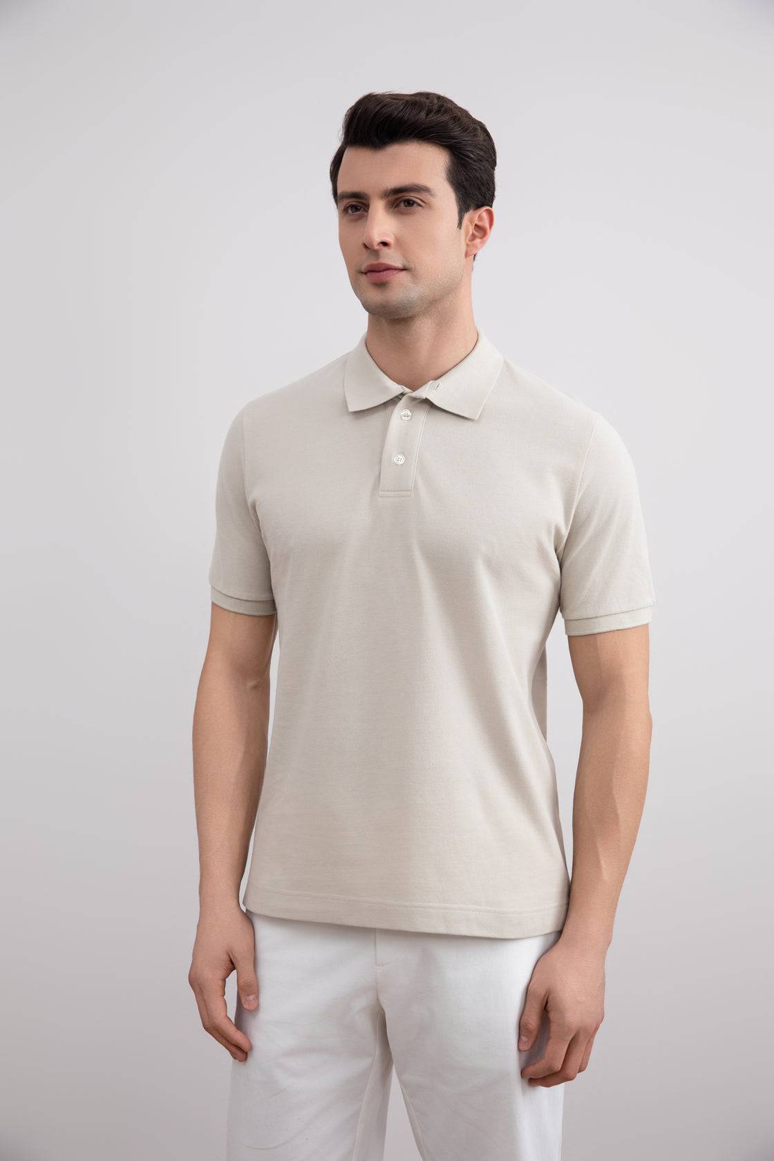 Beige Cotton-Piqué Polo Shirt - Tour&Tate