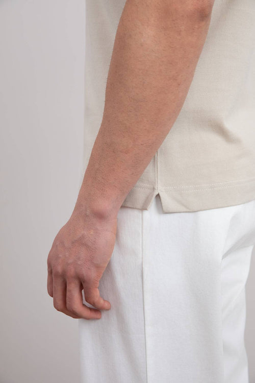 Beige Cotton-Piqué Polo Shirt - Tour&Tate