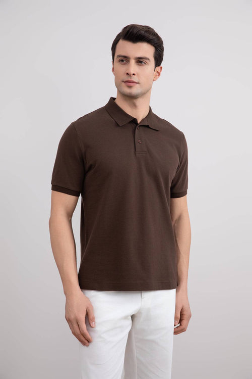 Brown Cotton-Piqué Polo Shirt - Tour&Tate