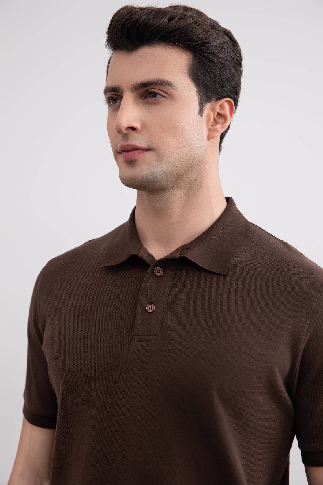 Brown Cotton-Piqué Polo Shirt - Tour&Tate