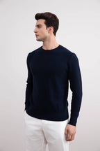 Navy 18mil Crewneck Sweater - Tour&Tate