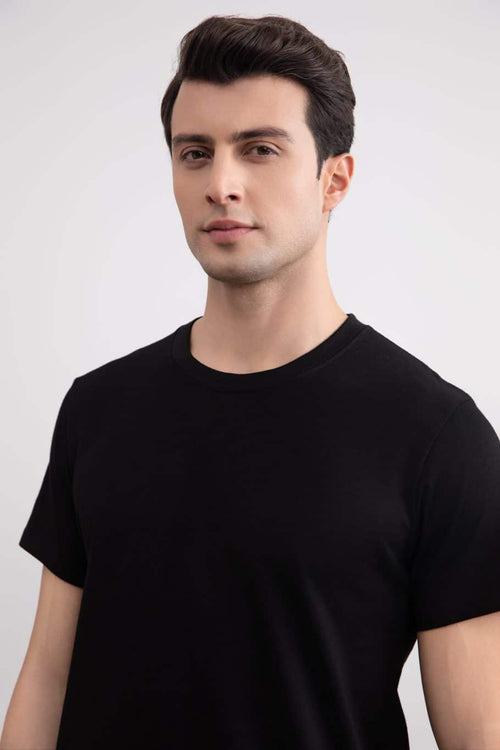 Black Slim fit Crew-neck T-shirt - Tour&Tate