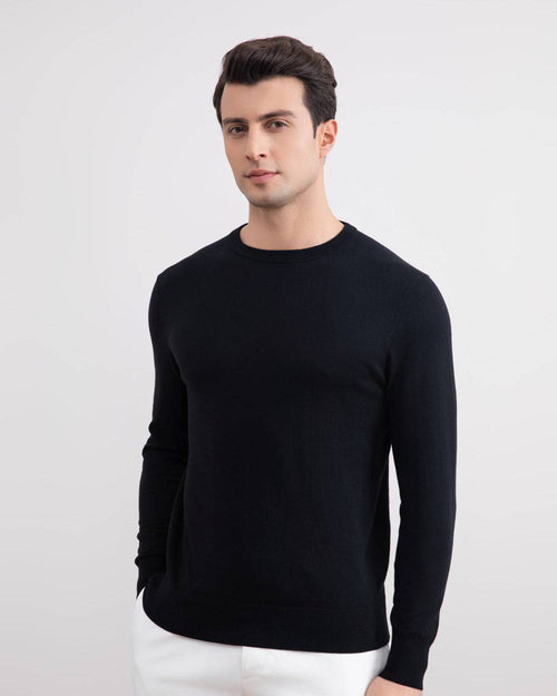 Black Lightweight Crewneck Sweater - Tour&Tate