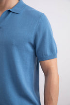 Dusty Blue Open Polo T-shirt - Tour&Tate
