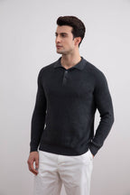 Charcoal English Rib Polo Shirt - Tour&Tate