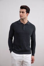 Charcoal English Rib Polo Shirt - Tour&Tate