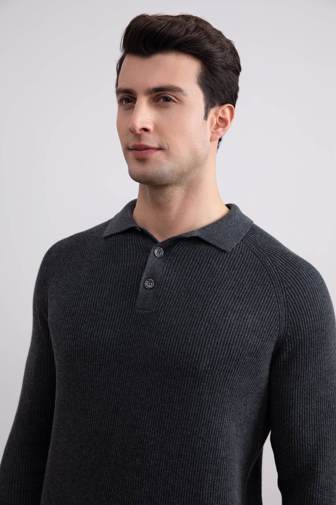 Charcoal English Rib Polo Shirt - Tour&Tate