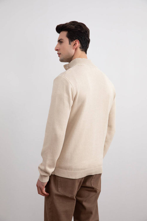 Beige Winter Button Sweater - Tour&Tate