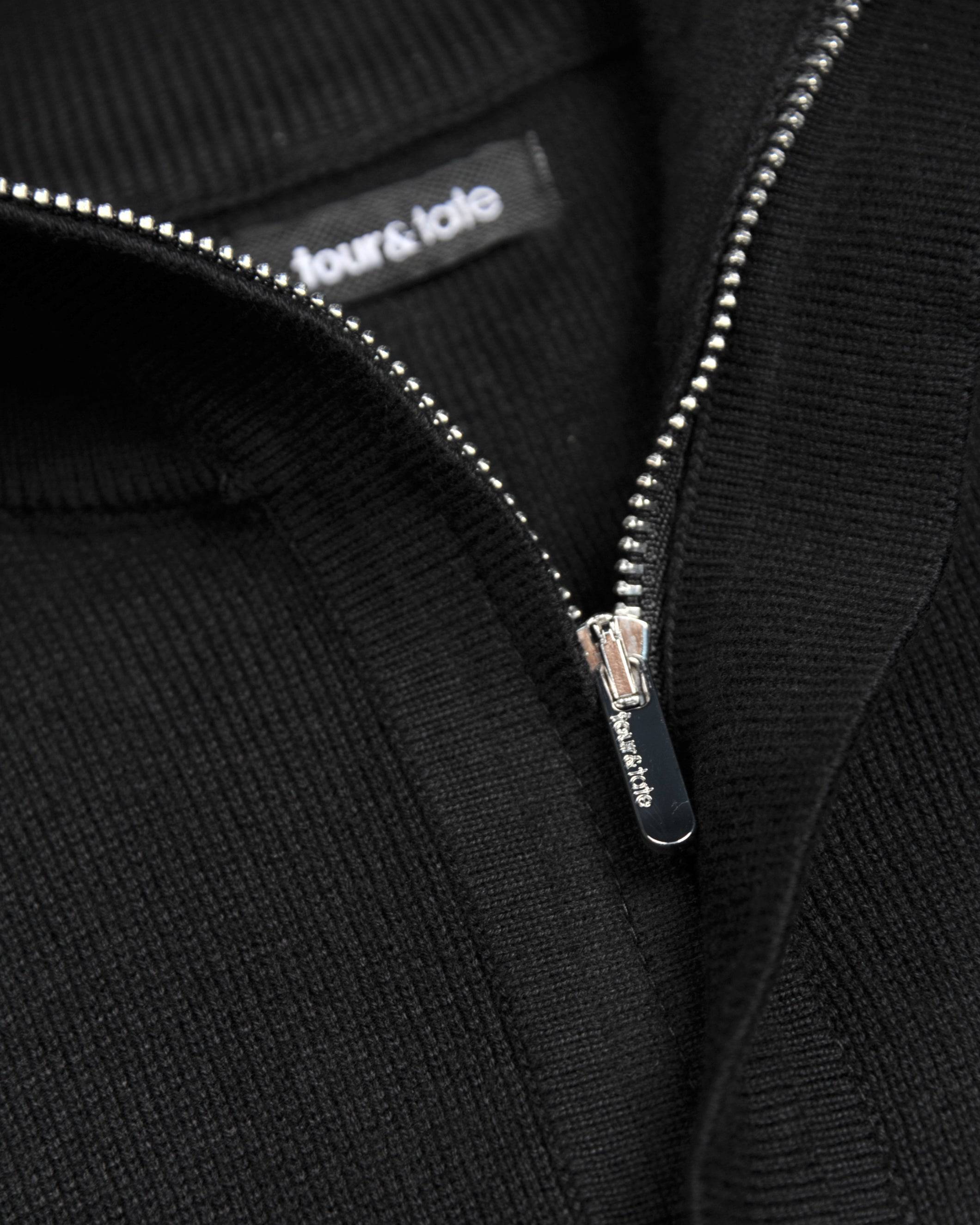Black Half-Zip Mock Neck Sweater - Tour&Tate