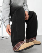 The Retro Plaid Patchwork Washed Jeans