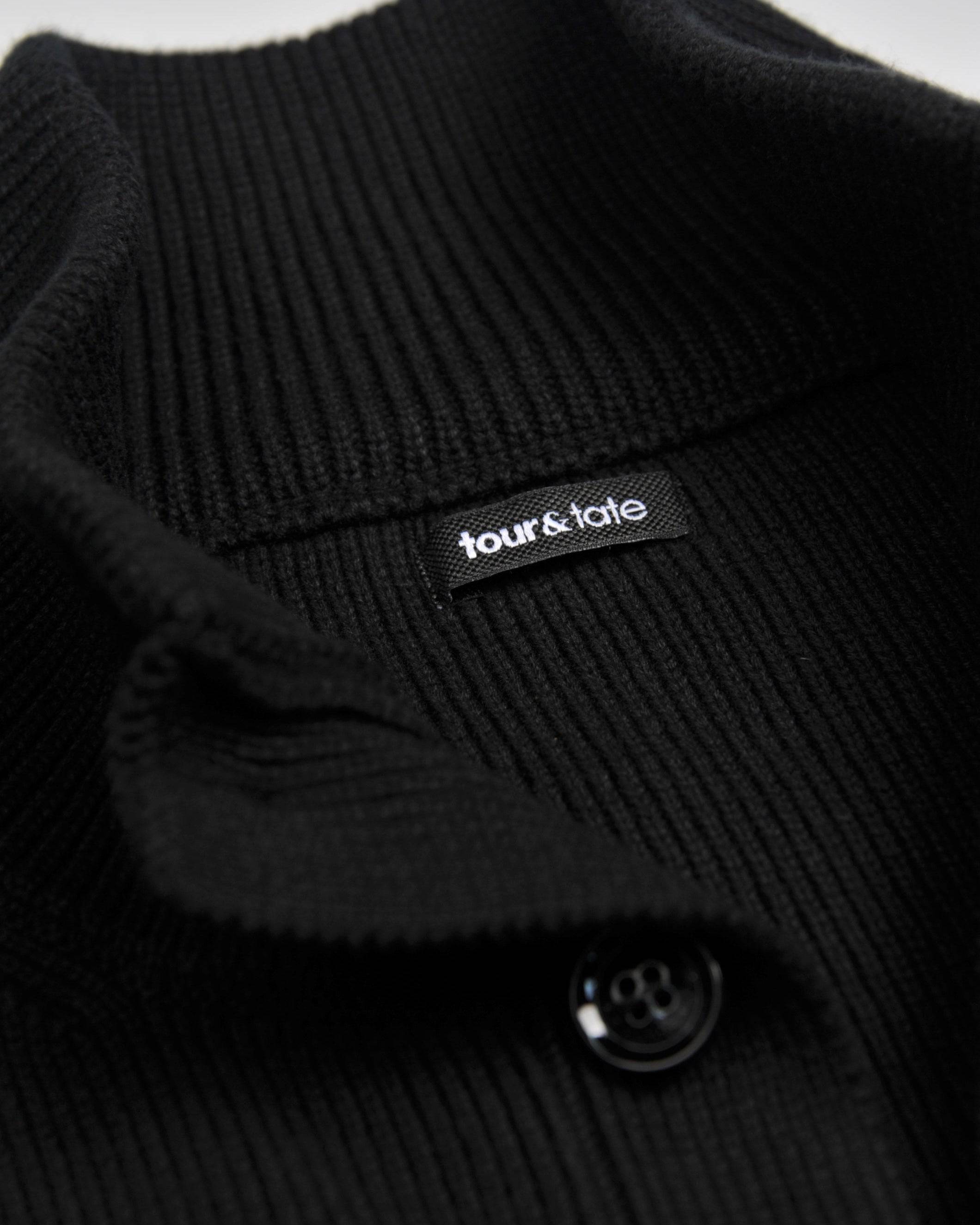 Black Ribbed Button Closure Cardigan - Tour&Tate