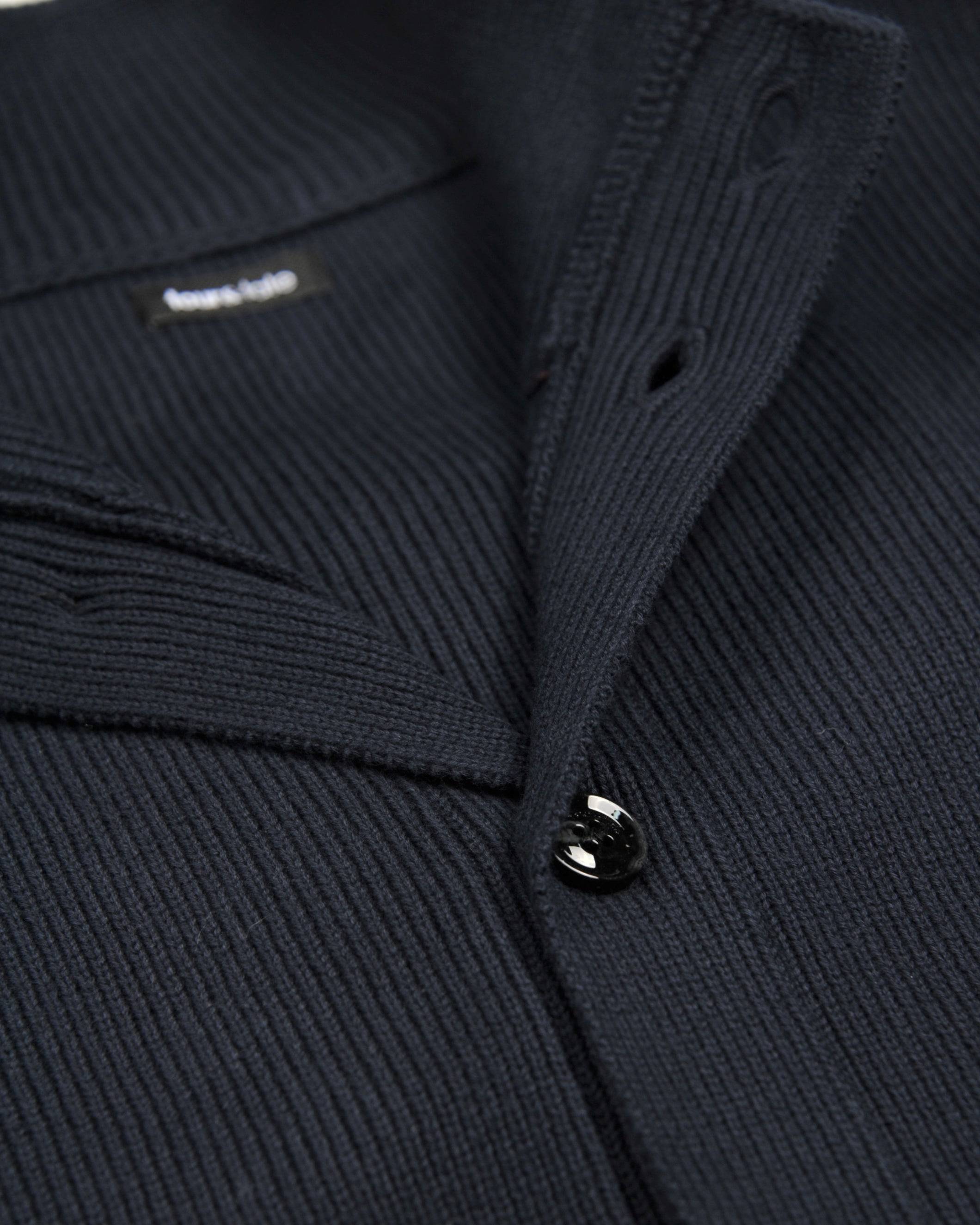 Navy Ribbed Button Closure Cardigan - Tour&Tate