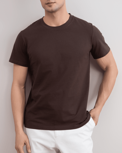 Brown Slim fit Crew-neck T-shirt - Tour&Tate