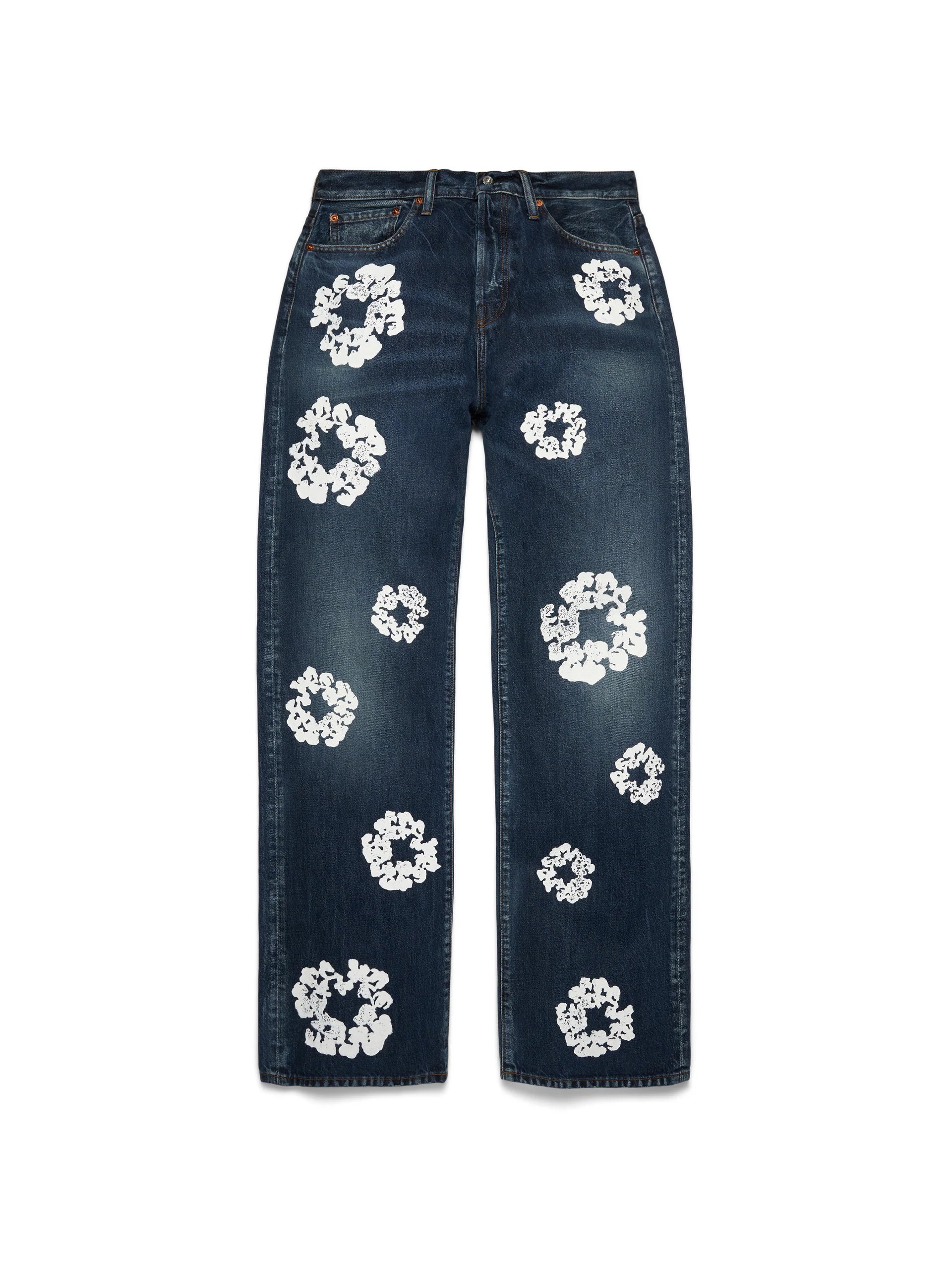Baggy Cotton Wreath Denim Jeans