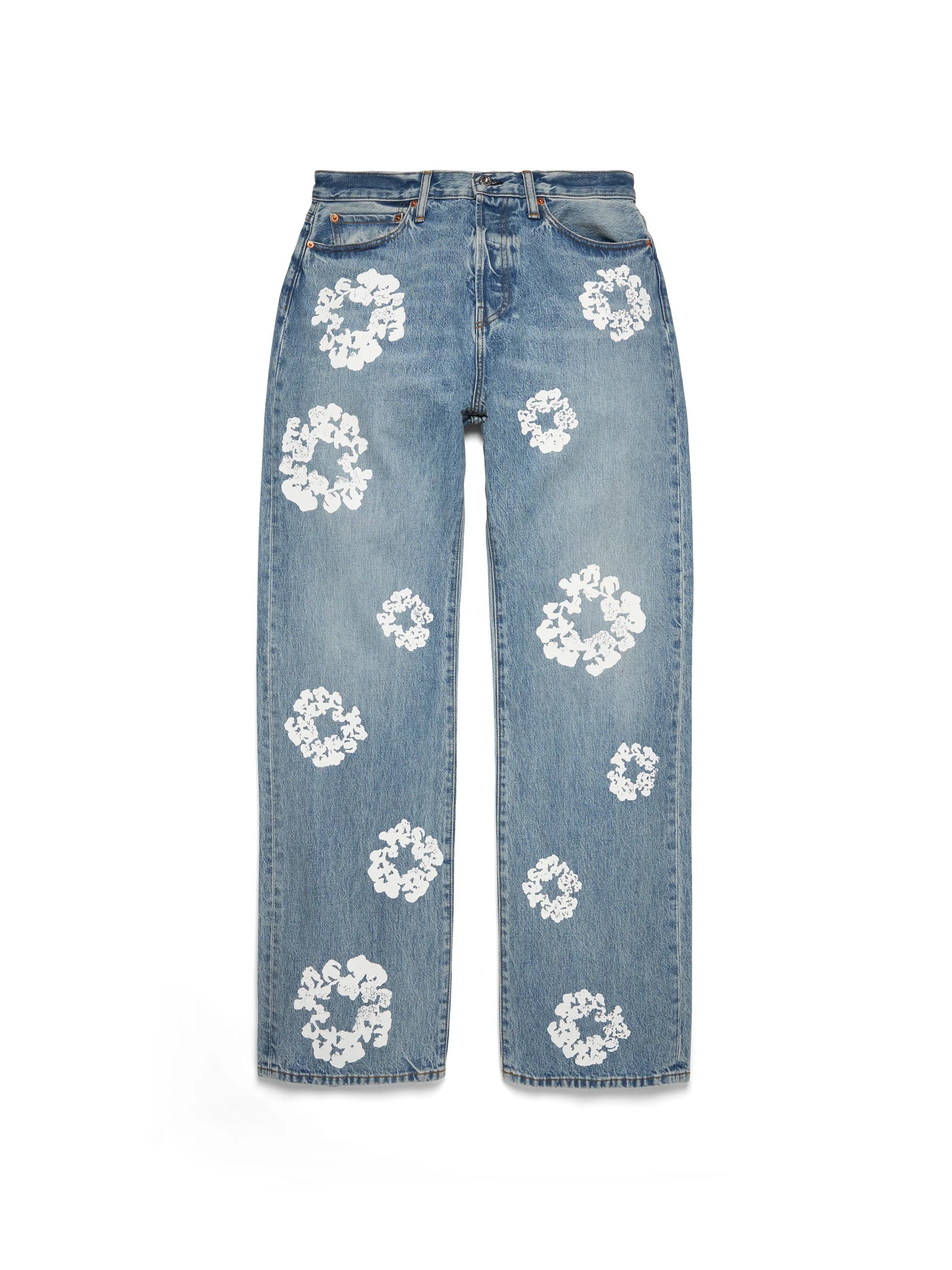 Baggy Cotton Wreath Denim Jeans