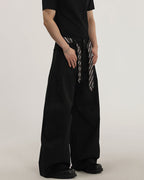 Wide-Leg Tailored Trousers With Woven Tie Detail