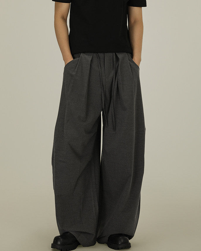 Pleated Wool Blend Trousers