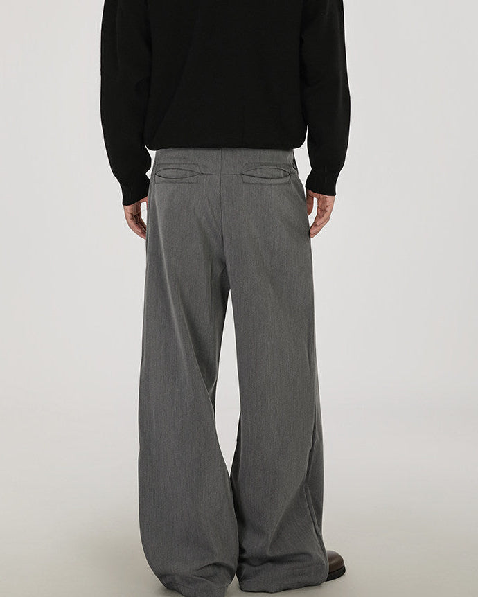 Pinstripe Wool Blend Wide Leg Trousers
