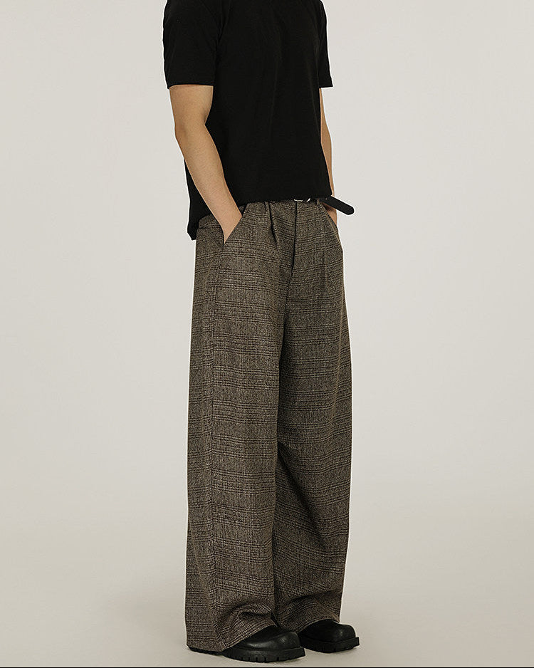 Textured Tweed Wide-Leg Trousers