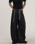 Wide-Leg Tailored Trousers With Woven Tie Detail