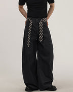Wide-Leg Tailored Trousers With Woven Tie Detail