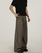 Textured Tweed Wide-Leg Trousers