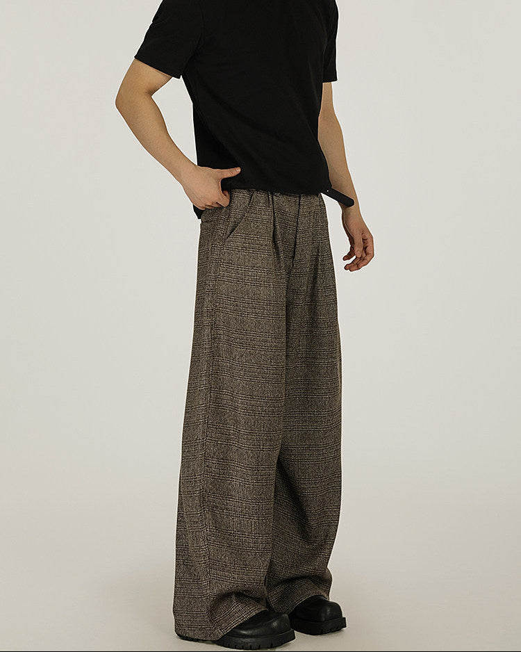 Textured Tweed Wide-Leg Trousers