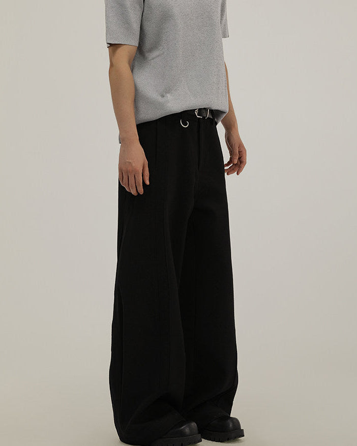 Relaxed Wool-Blend Wide Trousers