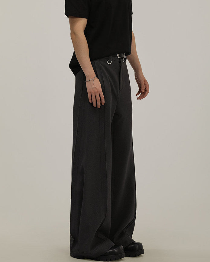 Relaxed Wool-Blend Wide Trousers