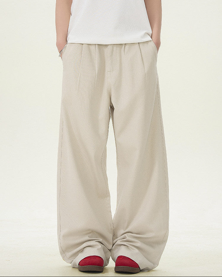 Textured Cotton Linen Wide-Leg Trousers