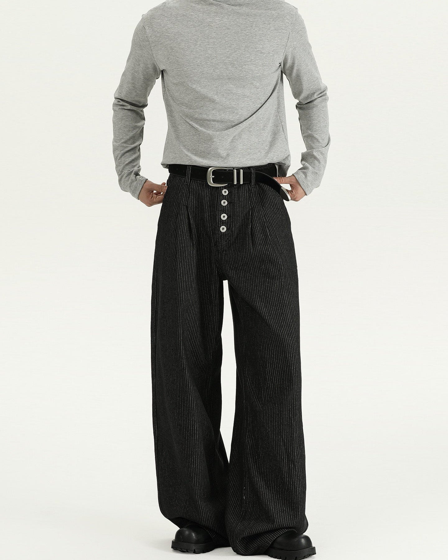 Relaxed Pinstripe Wool Pants