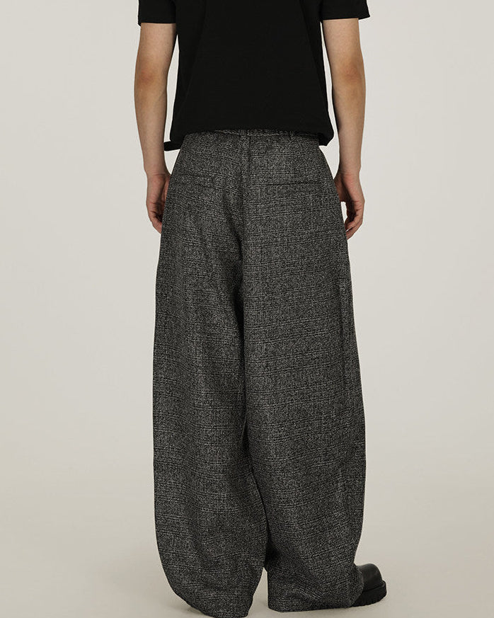Textured Tweed Wide-Leg Trousers