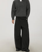 Relaxed Pleat Wool Blend Pants