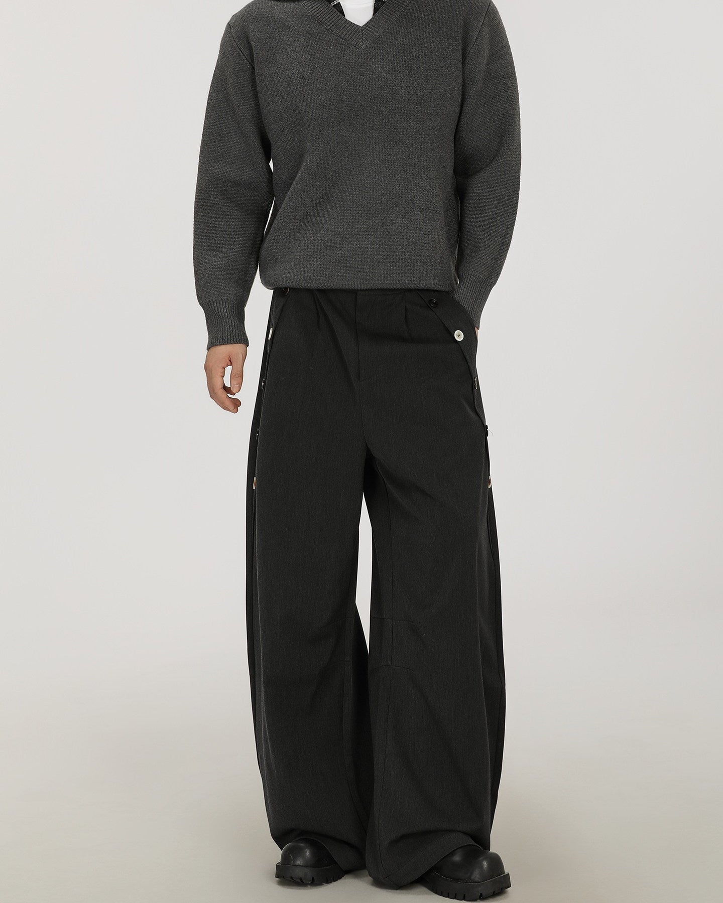 Relaxed Pleat Wool Blend Pants