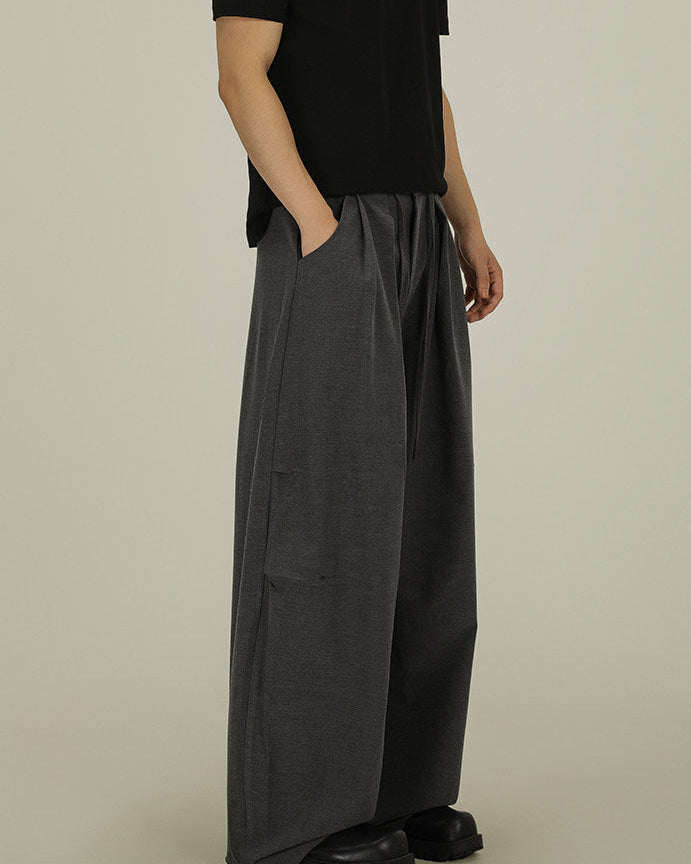 Pleated Wool Blend Trousers