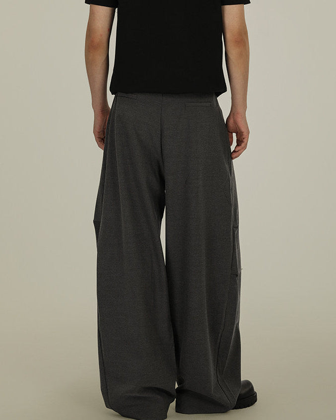 Pleated Wool Blend Trousers