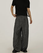 Textured Tweed Wide-Leg Trousers