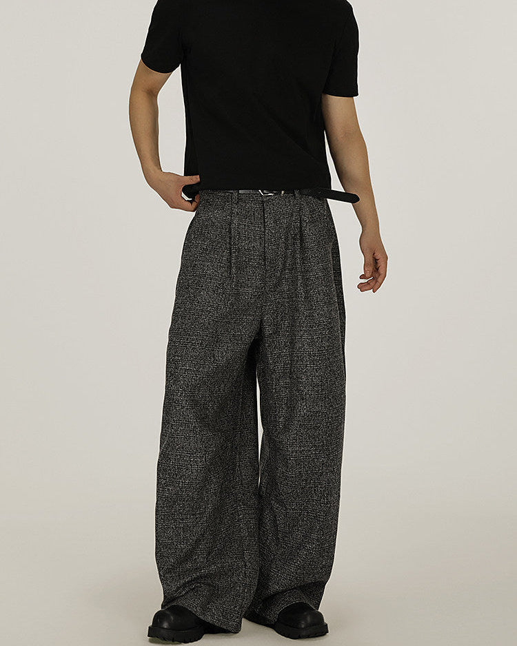 Textured Tweed Wide-Leg Trousers