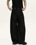 Pinstripe Wool Blend Wide Leg Trousers